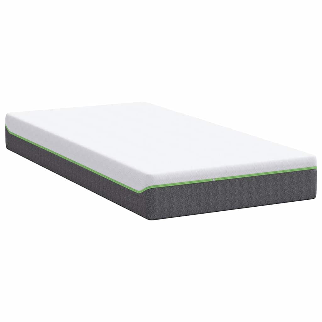 Materasso 90x190 cm Bianco e Grigio in Tessuto Jacquard con Molle Insacchettate Gel Memory Foam 7 Zone Fondo Antiscivolo Singolo Interno