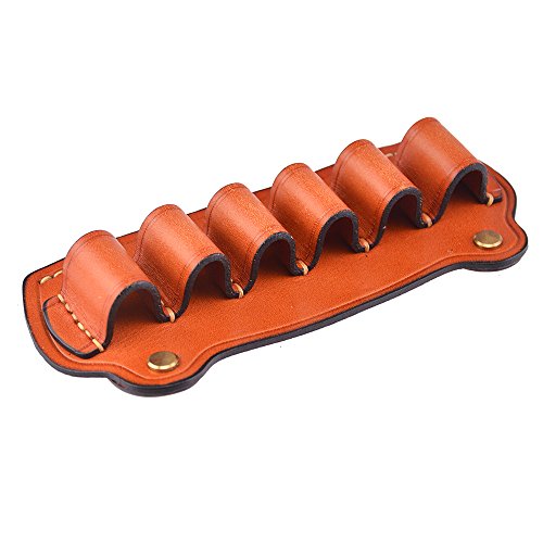 JINJULI 6 Rounds Gun Ammo Storage Shotgun Shell Holder Genuine Leather 12G Shotgun Shell Holder for Belt Use