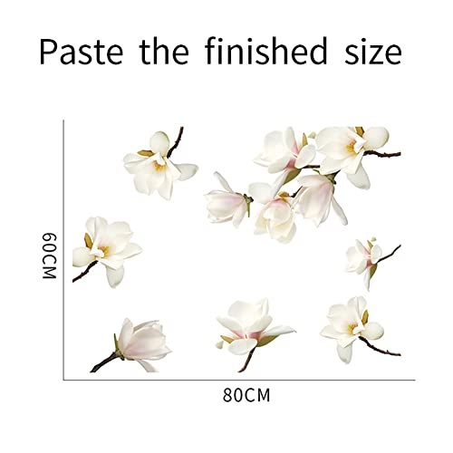Runtoo 3D White Flower Wall Stickers Magnolia Floral Wall Art Decals for Girls Bedroom Living Room Wall Decor - Image 4