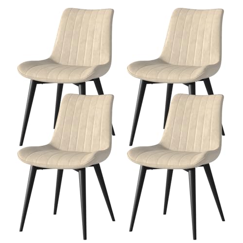 JMGJOY Chaises de Salle à Manger Lot de 4, Chaise de Cuisine Assise rembourrée en Similicuir Pieds en métal, Rétro, Max. 130 kg pour Salle à Manger Salon Chambre à...