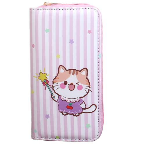 Kids Long Wallet for Little Girls Kids Long Wallet Cluth Zip Around Organizer Wallet PU Clutch Long Purse Cartoon Printed Wallet