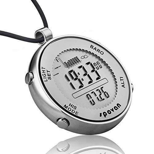 Outdoor Fishing Multi-Function Barometer, 9-in-1 Running Timer Stopwatch/Altimeter/Thermometer/Weather Forecast/Barometer, Silver