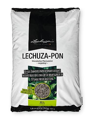 Lechuza 19565 PON Mineral Plant Substrate Potting Mix for Indoor Gardening, 30 Liter Bag, Grey