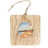 Bright Creations Wood Photo Frame Ornaments (6 Pack) Square, Light Brown, 3.5 Inches