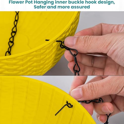 Image of EcoEverGreen Set of 2 Plastic Hanging Planters with Chain| Round Flower Pots for Indoor & Outdoor Gardening | Lightweight & Durable Decorative Hanging Baskets for Balcony, Garden (Yellow, 7INCH)