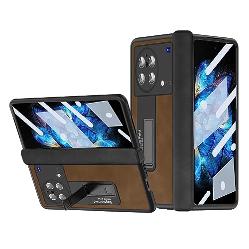 Étui Vivo X Fold marron idéal pour le bureau avec support vidéo et dos en cuir