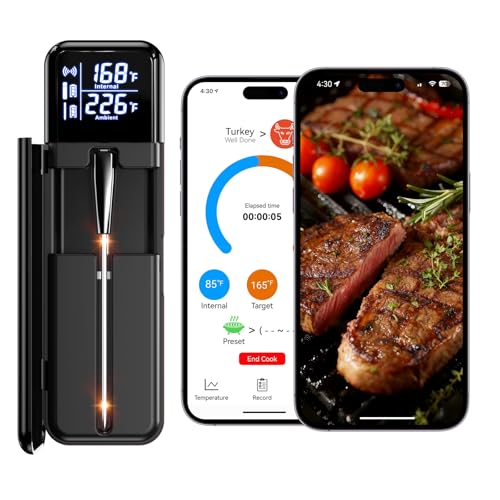 Smart Wireless Meat Thermometer,Digital Cooking Thermometer with Dual High-Accuracy Sensors,Ceramic...