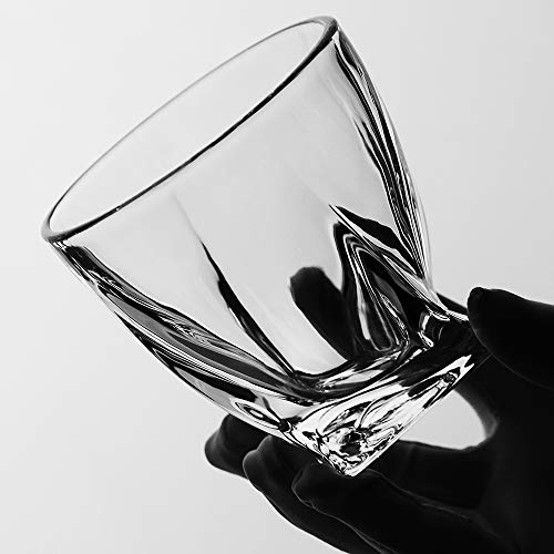 image for LUXU Whiskey Glasses(Set of 4)-10 oz Twisted Scotch Glasses,Premium Ol