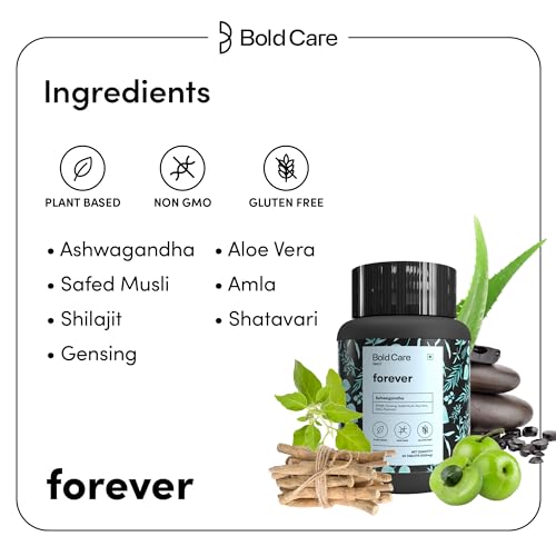 Bold Care Forever 60 Capsules - Ashwagandha & Shilajit - Stamina Booster Supplements for Men - All Natural Safed Musli, Shatavari & More - Image 4