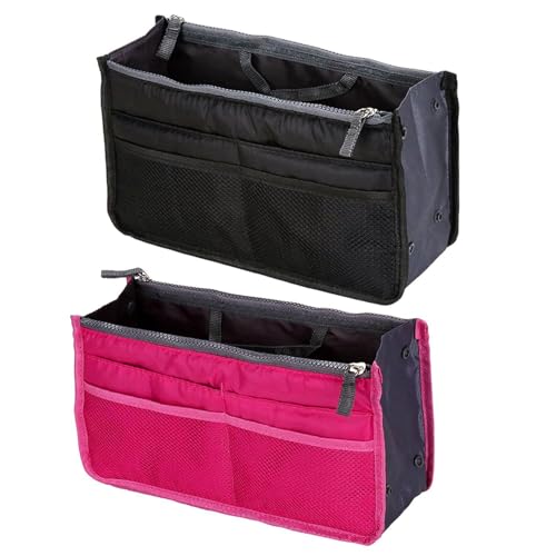 Organizador De Bolsos De 2 Piezas, Organizador De Múltiples Compartimentos, Bolsa con Forro De Bolsillo, Organizador De Bolsos, Bolsa De Aseo, Bolsa De Cosméticos De Gran Capacidad