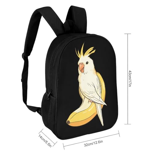 Cute Cockatiel Banana Printed 17 Inch Daypack Unisex Travel Laptop Backpack Large Capacity Shoulder Backpacks2