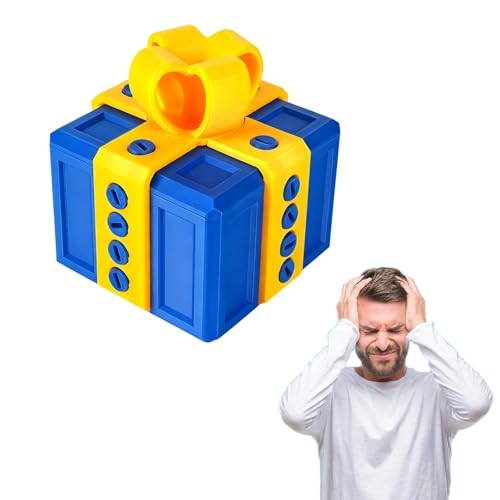 PLUSHCEWT Annoying Prank Gift Box - Prank Novelty Gift Wrap Box for Small Jewellery Toys Cash and Surprises - Fun Prank Gifts Ideal for Birthday Christmas Halloween (Gold & Blue)