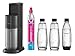 sodastream Pack Machine à Eau Pétillante et Soda 2 en 1 Duo Noire, 2 carafes en Verre Duo 1L, 1 bouteille Fuse 1L Lave Vaisselle et 1 Cylindre de CO2 60L Quick Connect à Clipser [Amazon Exclusive]