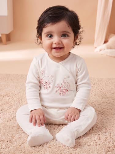 Image of 6 Pcs Clothing Gift Set with Box, 100% Cotton Soft & Breathable 6-Piece Layette Set with Bodysuit, Romper, Bib, Cap, Mittens & Swaddle, 0-12 Months, All-Season Wear