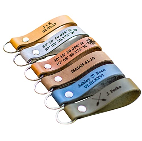 Personalized Leather Keychain | Handmade in USA using Full Grain Italian Leather