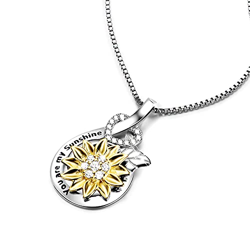 VANLAMS Sunflower Necklace for Women, Love Heart Pendant Necklace You Are My Sunshine Jewelry, Mothers Day Gifts Necklaces Gifts for Mom Wife Girlfriends Daughter2