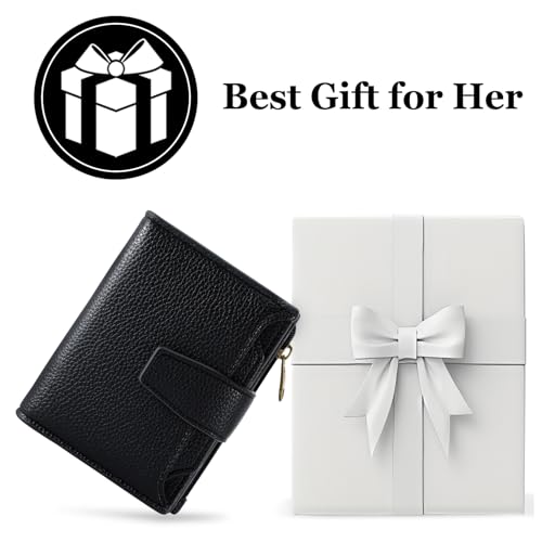 Airkit Small Wallet Women RFID Blocking Genuine Leather Bifold Compact Card Holder for Women with Zipper Coin Pocket 4 ID Windows image 2