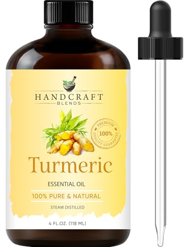Handcraft Blends Turmeric Essential Oil Huge 4 Fl Oz 100% Pure and Natural Premium Grade Essential Oil for Diffuser and Aromatherapy Skin Massage Candle and Soap Making Fragrance