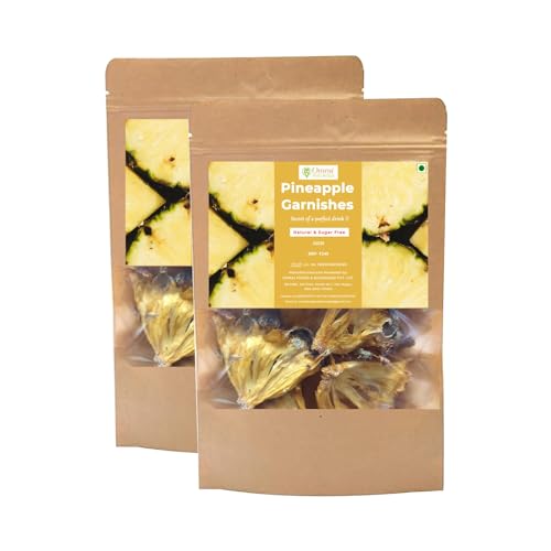 Image of Omrai Foods Dried Pineapple Slices Garnishes 50GM (Pack of 2) Dehydrated Pineapple Fruit Garnish for Cocktails,Mocktails,Detox Water,Tea | 100% Natural Air Dried Fruit Pineapple Slices for Decoration