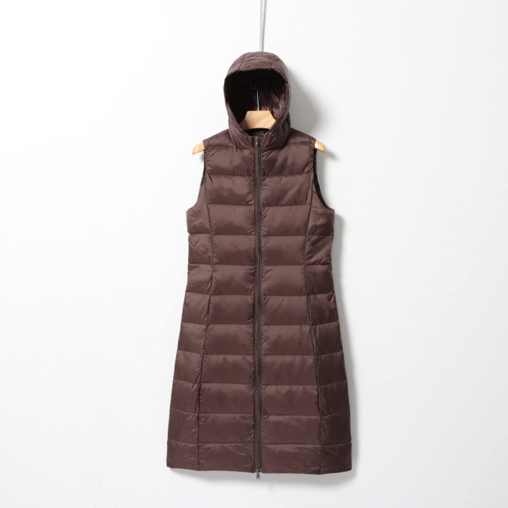 Veste sans Manches Femme, Gilet Long Femmes Veste sans Manches À Capuche Café Steppweste Gilet Élégant Gilet Matelassé sans Manches Manteau Puffer Femmes Hiver Gilet Chaud Bureau Maison