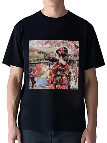 令和の浮世絵 和風 絵画 江戸 掛け軸 舞子 着物 女性 (4) Tシャツ 流行 欧米風 復古 映画 ロック メンズ/レディース 夏服 トップス 半袖 無地 通気性 人気 おしゃれ プリント シャツ ファッション ゆったり