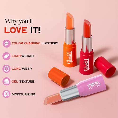 Image of Glam21 High Definition Lipstick | Lightweight & Ultra-Moisturizing Lip Color | Gel-Based Creamy Formula | Smooth Application & Vibrant Finish | Long-Lasting Comfort Wear |3.6gm, Pink