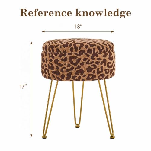 Image of Ottomans Round Ottoman with Storage Footstools Vanity Chair
