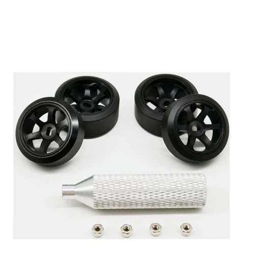 4Pcs/Set 20mm 6-Spoke Wheel Rims&Drift Racing Tires for 1/28 for Wltoys K969 K989 P929 for Mini-Z for AWD RC Car Upgrade Parts(Black Dirft)
