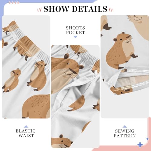 Boys' Pants Brown Capybara White Long Bottoms Jogger Pants Elastic Waist Trousers with Pockets S-XL4