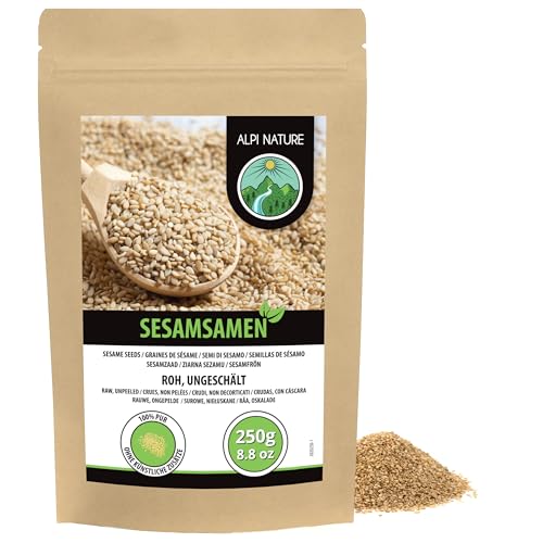 Alpi Nature Weißer Sesam ungeschält 250g Sesamkörner ganz weiß Sesam weiß Sesame Seeds