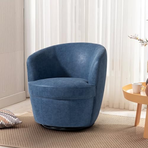 Sillón giratorio redondo de poliuretano azul marino