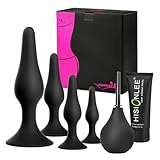 Hisionlee Sex Toys 5PCS Anal Plug Set Silicone Anal Butt Plug Adult Sex Toys for Women,Men and Beginners(Black)