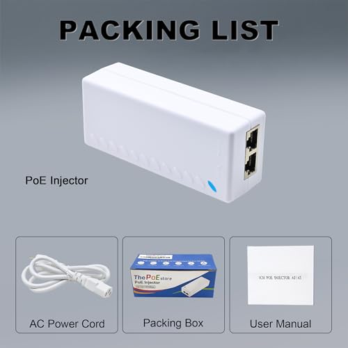Image of 10Gbps PoE+ Injector - Powerline Network Adapter, 30W | IEEE 802.3af /at Compliant, 15.4W (PoE) or 30W (PoE+), Up to 100m (328ft), For Cameras, Access Points & IP Phones