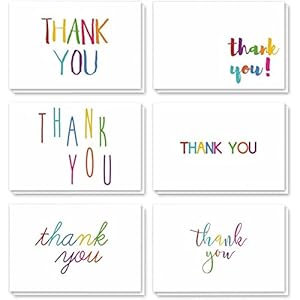 Juvale 48 Pack 4×6-inch Bulk Thank You Cards with Envelopes – Appreciation Gift Note for Teachers and Kids (6 Assorted Designs)
