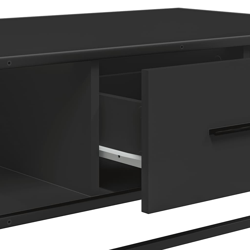 Stolik kawowy, czarny, 100 x 57 x 35 cm, materiał drewnopochodny, metalowy, stolik do salonu, stolik kawowy, stolik pomocniczy, stolik do odkładania rzeczy do salonu, na sofę, kanapę, regał