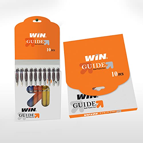 Image of WIN Guide Ball | 20 Blue Ink Pen | 0.6 mm Sharp Tip | Smooth Writing | Lightweight Multicoloured Body | Refillable Pen | Ideal Study & Professional Use | Premium pen