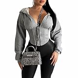OLUOLIN Women's Autumn Long Sleeve Zipper Crop Top Hoodie Casual Workout Sexy Pullover Cropped Sweat