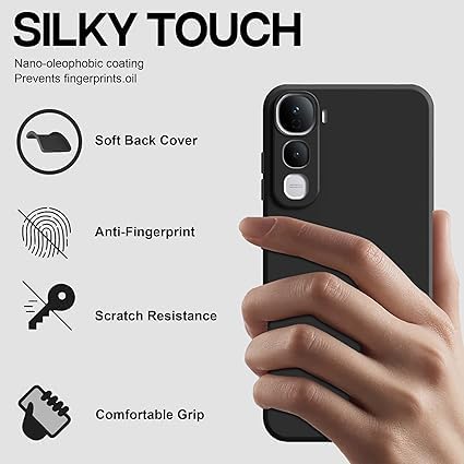 Image of Designerz hub Vivo Y400 Pro Back Cover | Soft Silicone Slim Back Case Cover for Vivo Y400 Pro- Black