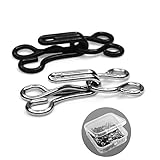 Bra Hooks,102 Set Hook and Eye Latch for Clothing,Strong Metal Bra Hooks Eyes Black and Silver, 3 Sizes