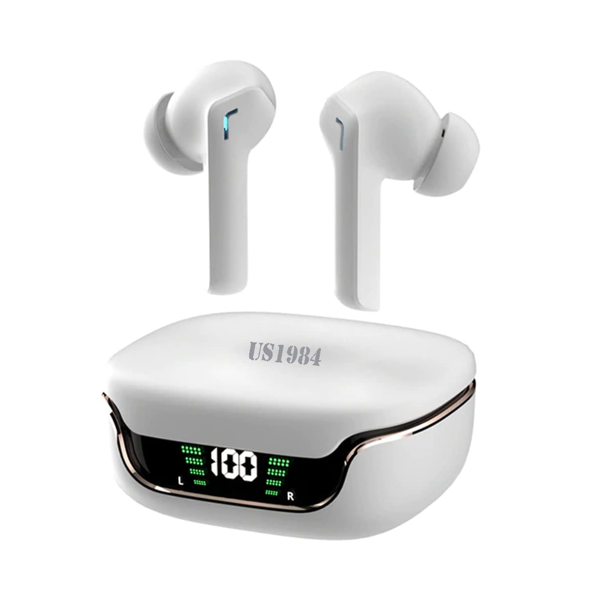 US1984 True Wireless in Ear Earbuds with Mic, 13mm Drivers, Upto 35H Playtime, Bluetooth 5.3 Gaming buds Headphones, ENC, Low Latency Mode for Gaming, USB Type-C Port & IPX5, LED Display (White) (B0B52FXLKD) Amazon Price History, Amazon Price Tracker