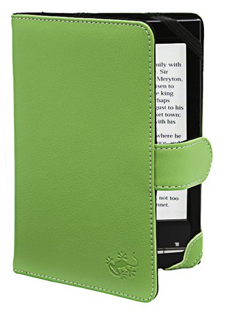 Die original GeckoCovers Hülle für den Sony PRS T1 und Sony PRS T2 Touch E-Reader Ebook Cover Hülle in der Farbe grün / green - im praktischen Buchstyle mit original Gecko Applikation.