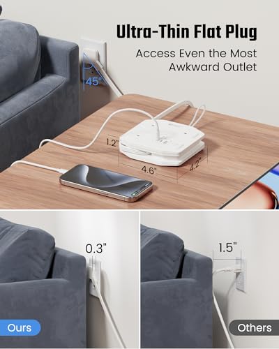 Image of 20W Travel Power Strip SUPERDANNY 3-Foot Wrap Up Extension Cord with 3 Outlets and 3 Fast Charging USBs, No Surge Protector Cruise Approved Portable Mini Travel Charger for Home Office Hotel, White