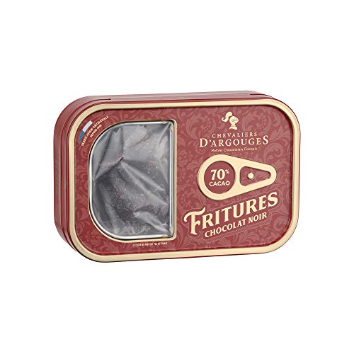 Chevaliers d'Argouges Boîte sardine 90g garnie de fritures chocolat noir 70% pour Pâques