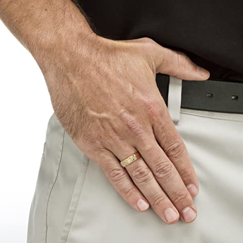 PalmBeach Men's Yellow Gold-plated Sterling Silver Genuine Diamond Accent Diagonal Wedding Band Ring (4.5mm) Sizes 8-133