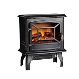 MEGAWISE SF507-17B Freestanding 3-Sided View Electric Fireplace, 1400W with Realistic LED Flame, Modern Fireplace for Home & Office Decor