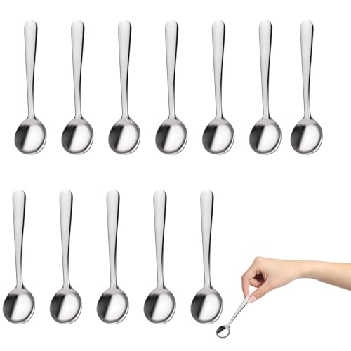 12 Stück Kleine Löffel Edelstahl, 7,5 Cm Gewürzlöffel Mini, Ideal Für Espresso, Gewürze Und Desserts, Praktische Mini Löffel Für Küche Und Unterwegs