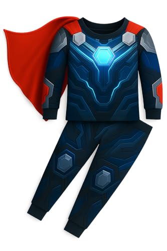 LEMONBABY Little Kids Boys Girls Super Hero Character Costume Home Wear Pajamas Sets Cotton Sleepwear (7Y, STAR)