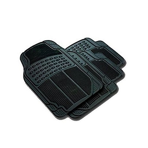 GrowAbout Car Classic Floor/Foot Rubber Mats (Black) for Toyota Etios