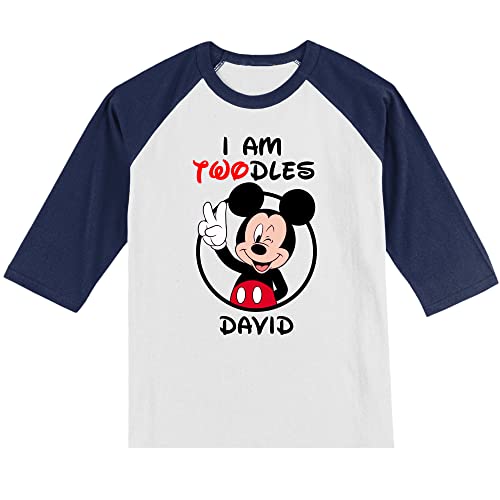 Personalized Mickey's 2nd Birthday Shirt | Handmade Decorated Shirt | Personalized with Name and Age | Unisex 3/4 Sleeve Raglan T-Shirt3