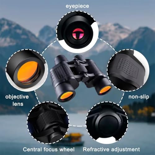 Image of Telescope 60X60 HD Vision Binoculars 10000M High Power for Outdoor Hunting Optical Vision Binocular Fixed Zoom Adjustable Lens Waterproof with Storage Bag